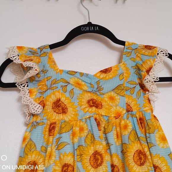 Cynthia Rowley Girls Dress, Sunflower Print with Lace Trim, Sz. 5 NWT - Picture 2 of 10